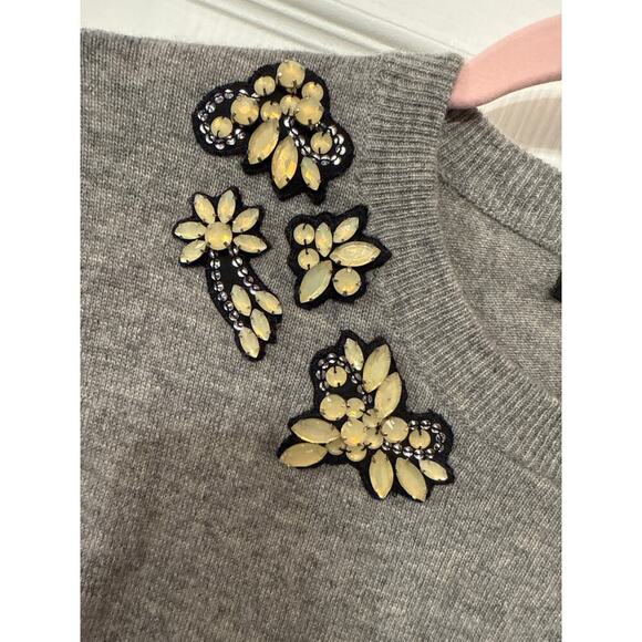 J. Crew Wool & Viscose Blend Embellished Front Jeweled Sweater, M - Picture 5 of 6
